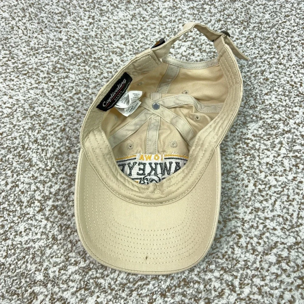 Iowa‎ Hawkeyes Hat Cap Strap Back Mens One Size Beige NCAA Football College Logo